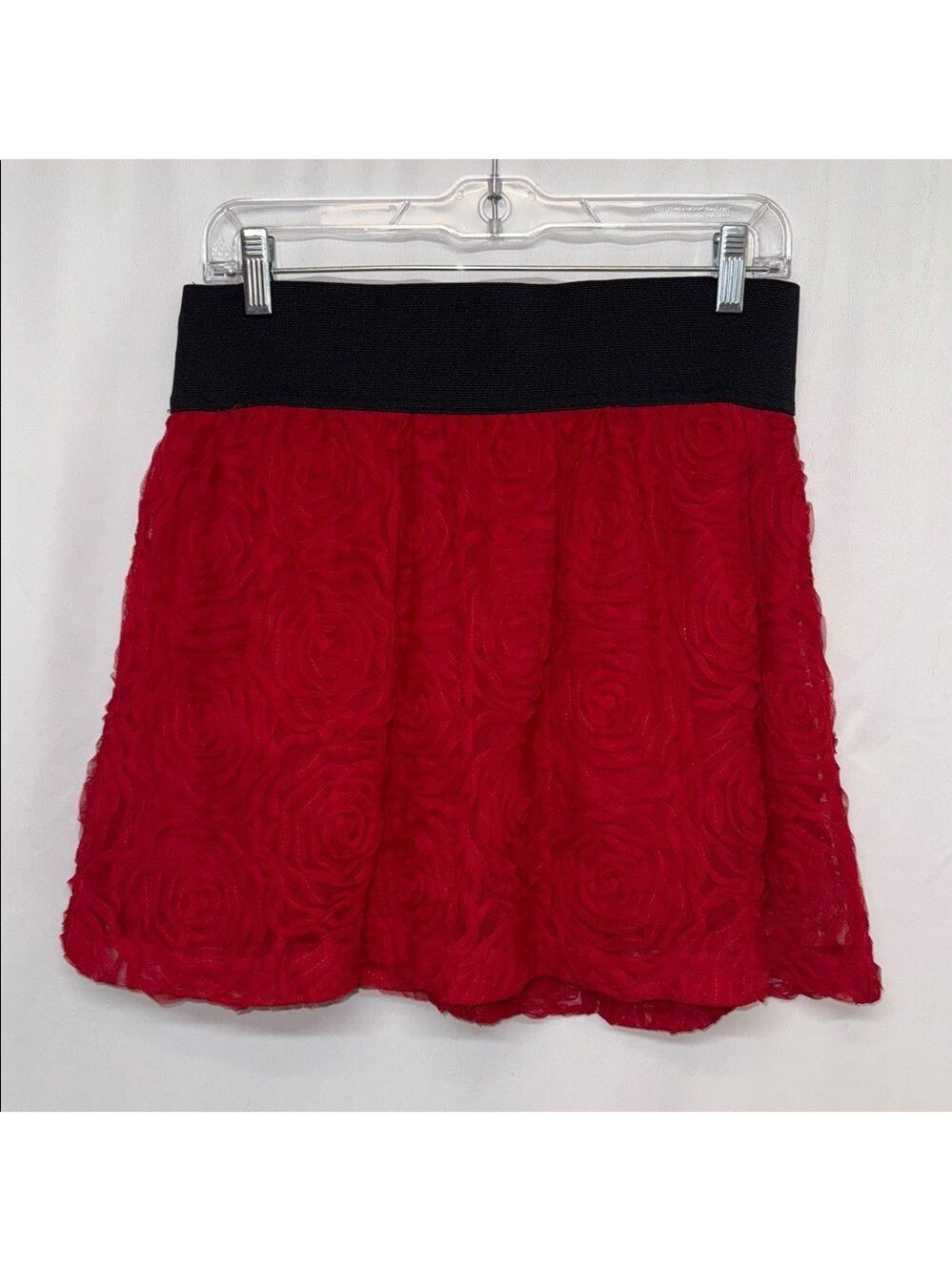 Stooshy Red Skirt with Black Waistband. Evening Formal Fun Dance
